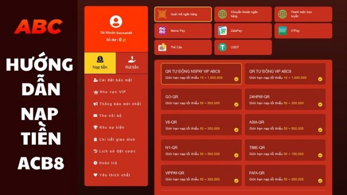 Hướng dẫn nạp tiền tại nhà cái ABC88